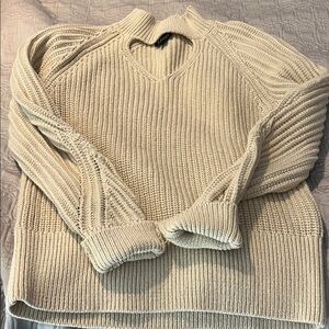 INC International Concepts Cream V-Neck Sweater